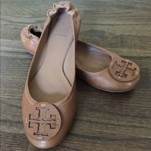 Tory Burch Reva Flats, Brown, Size 9.5